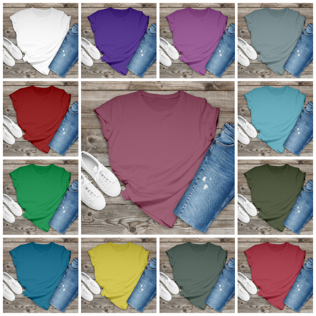 موكاب تيشيرت رجالي صيفي – 15 لون مختلف بتنسيق Flat Lay واقعي