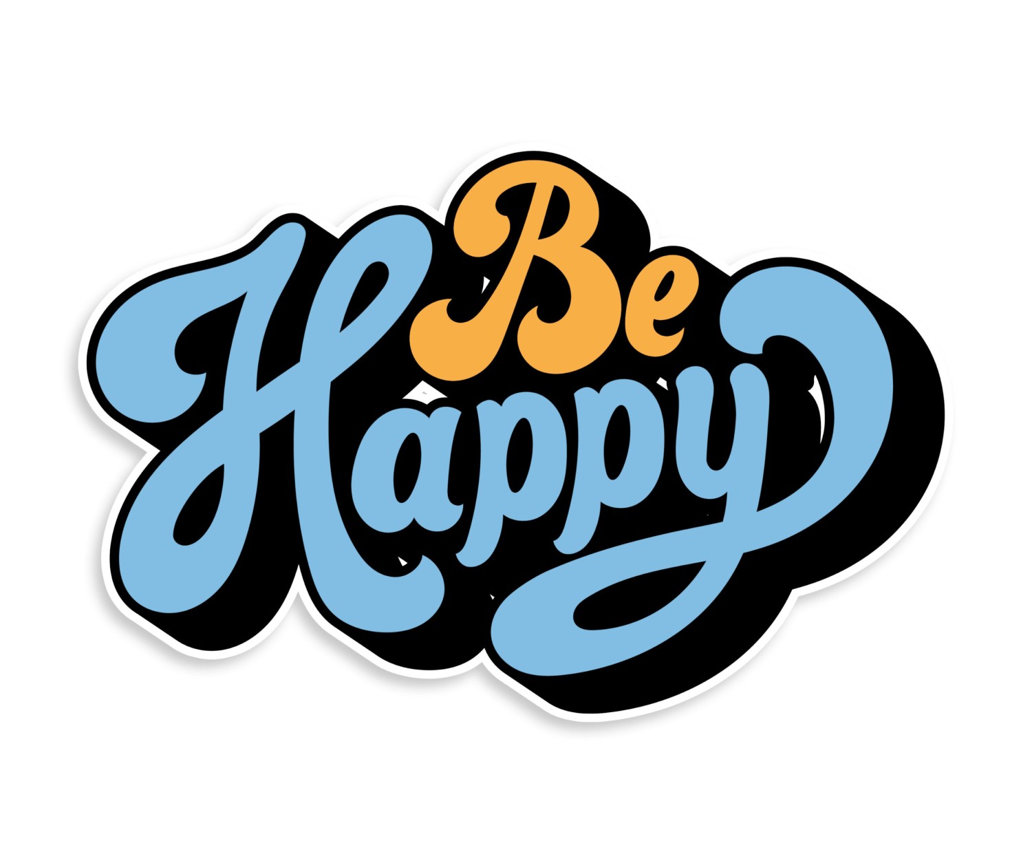 تصميم ستيكر "Be Happy" – لمسة إيجابية بطابع عصري